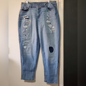 Lane Bryant Womens Blue Boyfriend Distressed Jeans Size 18